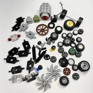 Lego Lot Wheels Axles Tires Steering Air Scoop Engine Jet Propeller String Reel